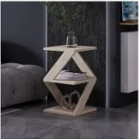 Hannah Home - Bijzettafel - Travertijnkleur - 29,6 x 29,6 x 54,2 cm