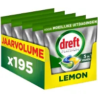 Dreft Platinum Vaatwascapsules Citroen - Moeilijke Uitdagingen - Vettig Filter - 5 x 39 stuks