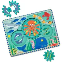 Melissa & Doug Wooden Underwater Jigsaw Spinning Gear Puzzle - 18 Pieces Wooden Puzzle for Toddlers and Preschoolers for Boys and Girls Ages 3+