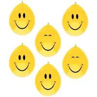 Haza Ballonnen Smile - 12x stuks - Emoticon - verjaardag - geel - 29 cm