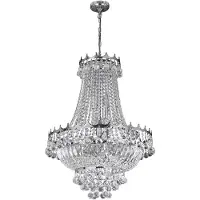 Searchlight Kroonluchter kristal Versailles, dimbaar, chroom / zilver, Woon-/ Eetkamer, Kristal, kroonluchter