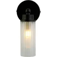 Searchlight Zwarte Wandlamp Imperial Met Geribbeld Glas