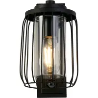 Searchlight Reed 1-lichts wandlamp met PIR - Zwart metaal en PC kap