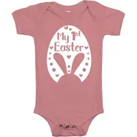 Babybugz Roze My 1st Easter Baby Romper – Eerste Pasen Rompertje – 100% Katoen – Schattige Baby Paas Outfit – 6 tot 12 maanden