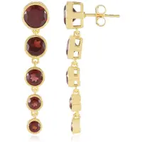 Cavill - Elegante Zilveren Oorbellen - 925 Sterling Zilver Verguld - 6,3 Ct Mozambique Granaat Rond Geslepen - 40 mm Hangers
