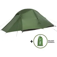 Naturehike Cloud Up 3 PRO – 3 persoons lichtgewicht tent – Waterdichte kampeertent – 20D 3000MM – Inclusief grondzeil – Outdoor trekking koepeltent – Groen