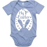 Babybugz Baby Romper My 1st Easter – Blauw Eerste Pasen Rompertje – 100% Katoen – Paas Outfit Baby – 3 tot 6 maanden