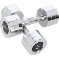 HMS CHD05, compacte halter met vast gewicht, roestvrij staal, staal, 5 kg, 23,2 cm, 2 stuks