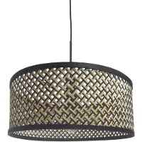 Steinhauer Hanglamp Sparkled Light Zwart Met BambØ Kap Ø 50cm