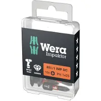 Wera 851/1 IMP DC Impaktor Bits Phillips, PH 1 x 25 mm - 10 stuk(s) - 05057615001