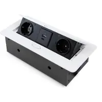 Emuca Multipresa Atom 26 Lite, wit, voor één bureau, gemaakt van Zama, staal en Tecnoplastica