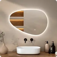 Mirlux Badkamerspiegel met LED Verlichting – Asymmetrisch Wandspiegels – Anti Condens Douchespiegel - Wandspiegel 90x60CM