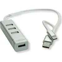 Roline USB-C/USB-A hub met 4 USB-A poorten - busgevoed - USB2.0 / zilver - 0,25 meter