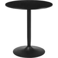 Aosom Eettafel, Keukentafel van rundleer, Moderne eettafel voor 2 personen, Tafel met kolomvormige poten en stalen onderstel, Antislip voetsteun voor de woonkamer, Ø70 x 75 cm, Zwart