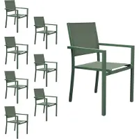 Happy Garden Set van 8 saliegroen aluminium stoelen - textilene saliegroen