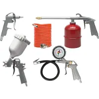 VOREL Compressoraccessoiresset incl. luchtblaaspistool, spuitpistool, waspistool en bandenpomppistool