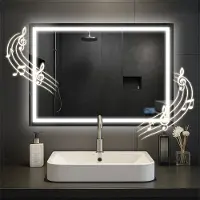 CLP Jaffrey badkamerspiegel - met verlichting - met verwarming - wandspiegel - horizontaal en verticaal - met Bluetooth - helder/glas