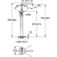GROHE Essence Afbouwdeel v. vrijstaande badkraan m. omstel m. draaibare uitloop 27.7cm Brushed Warm Sunset 25248DL1