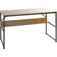 Haku bureau, rechthoekig, met extra plank, B 1200 x D 600 x H 740 mm, metaal/hout, decor zwart/donker eiken