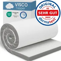Aktiv shop GmbH Visco Topper 90x190 cm – 5 cm Hoog – Traagschuim Matras Topper met Hoeklussen en ademende Nethoes