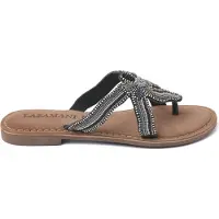 Lazamani Slippers Dames Zwart Leer Size 42