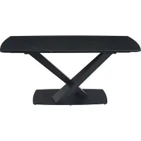 Vente-unique Verlengbare eettafel 6 tot 10 plaatsen van gehard glas - Zwart marmereffect - MALATA van Pascal MORABITO