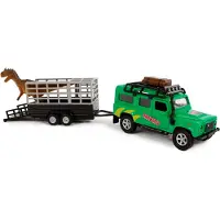 Kids Globe Die-cast Land Rover met Dino-trailer, 29cm