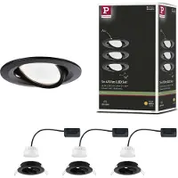 Paulmann LED-spot Nova Coin, set van 3, zwart, draaibaar, 2.700 K Coin, zwart, Hal, Aluminium, Modern