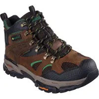 SKECHERS Veterboots donkerbruin / groen / zwart