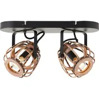 Brilliant Rotan plafondlamp Nikka 2-lichts zwart