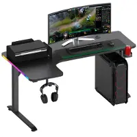 Avalo Gaming Bureau L-vorm - 160x100x75 cm - RGB LED - Bekerhouder