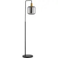 LINDBY Vloerlamp Nimbora, zwart, Woon-/ Eetkamer, metaal, Modern, vloerlamp