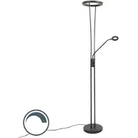 QAZQA Moderne vloerlamp zwart incl. LED met leesarm - Divine