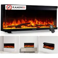KAMINIO Elektrische haard LEA - Elektrische 3-in-1 haard met panoramaweergave, verwarming, 3D-vlameffect, 12 vlamkleuren, afstandsbediening - 36 inch