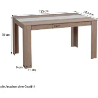 Homestyle4u Eettafel - 135x80 cm - Eetkamertafel - Massief Hout - Bruin en Wit