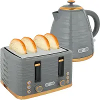 HOMCOM -Kocher-Toaster-Set-Kunststoff, Stahl-24,1L x 19,5B x 23,2H cm-Grau