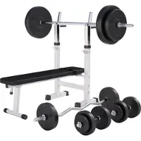 Gorilla Sports Verstelbare Halterbank Wit Met 100 kg Halterset Kunststof