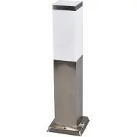 LINDBY sokkellamp Lorian, 45 cm, roestvrij staal, IP44, E27 dimbaar, alu / grijs / zink, Roestvrij staal, Modern, buitenlamp