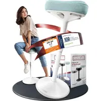 CLOUVOU Nexus Ergonomische Zadelkruk op Wielen - Traploos Verstelbaar 57–82 cm - Bureau Stoel met Handgrepen - Max. 125 kg - Munt
