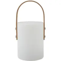 LINDBY LED-batterijgevoede buitentafellamp Juria, wit, CCT, IP44 Juria, wit / opaal, Hout, Modern