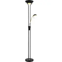 Globo LED-uplighter vloerlamp Leonas, dimbaar, zwart, Woon-/ Eetkamer, metaal, Modern, LED vloerlamp