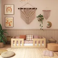 Need Sleep – Montessori Kinderbed 70x140 cm – Laag Peuterbed op de Vloer – Massief Houten Bed – Naturel