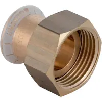 Geberit GE Mapress, koperen fitting, overgangsstuk met schroefdraadmoer, diameter 28 mm x G 1 1/2, 1 stuk.