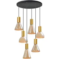 Eth 6-lichts vide lamp Lisa goud met amber glas