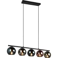 TRIO Design hanglamp Sheldon zwart met smoke glas