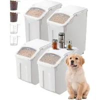 Vevor Rijstbewaarcontainers Hondenvoerdispenser 4 stuks 2 x 15 L / /20 L x 2 Containers voor Keuken Ingrediënten Granen