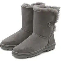 LASCANA Winterlaarzen van knuffelig lamsvacht, robuuste zool, winterlaars, snowboots | Maat 38