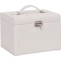 vidaXL Sieradendoosje 4laags spiegel afsluitbaar 22,5x17,5x16,5 cm wit