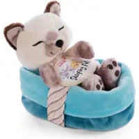 Nici Slapende Huisdieren Kitten Siamees Kat In Mand Teddy 12 Cm Veelkleurig