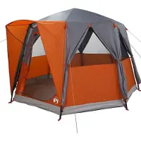 vidaXL Cabin Tent 3-Person met dak Grijs en Oranje 320 x 320 x 203 cm